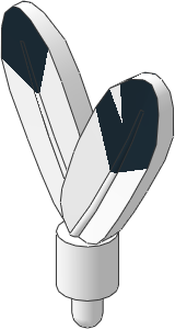 ~_Minifig Feathers with Pin and Black Tip Pattern White (Obsolete)