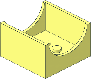 Container Box  4 x  4 x  2 with Hollowed-Out Semi-Circle