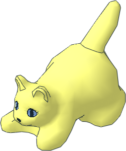 Animal Cat Crouching with Medium Blue Eyes, Black Pupils, Eyelashes and Nose Pattern