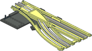 ~Train Track 12V Slotted Point Right Base (Branching)