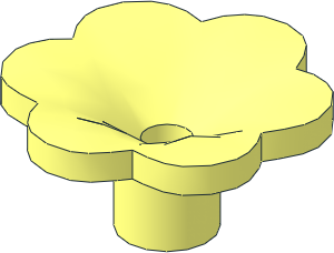Plant Flower with  6 Rounded Petals with Bar and Pin Hole