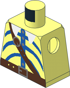 Minifig Torso with Striped Shirt and Silver Buttons Pattern