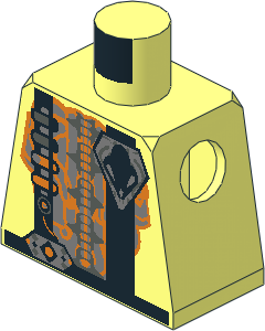 Minifig Torso with UFO Alien Orange and Silver Pattern