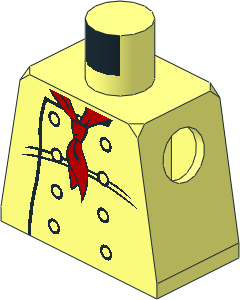 Minifig Torso with Chef Jacket with  8 Buttons and Long Red Neckerchief Pattern