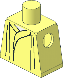 Minifig Torso with Robe with Black Gathers and White Neck Pattern