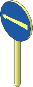 Roadsign Round Small without Base with Turn Left Narrow Pattern