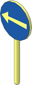 Roadsign Round Small without Base with Turn Left Wide Pattern