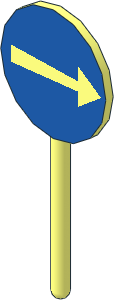 Roadsign Round Small without Base with Turn Right Wide Pattern
