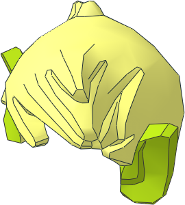 Minifig Hair Swept Forward with Lime Ears Pattern