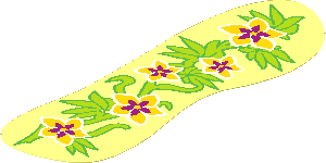 Sticker  5.5 x  1.8 Irregular with Five Yellow and Magenta Flowers and Leaves