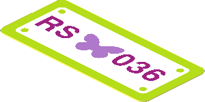 Sticker  0.8 x  1.8 with Butterfly and "RS 036" License Plate