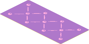 Sticker  1.8 x  3.8 with Medium Lavender Mattress with Bright Pink Buttons