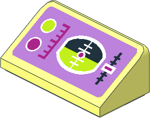Slope Brick 31  1 x  2 x  0.667 with Slide Lever, Horizon Screen and Magenta and Lime Buttons Sticker