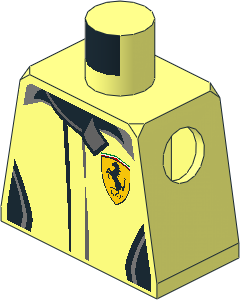 Minifig Torso with Race Suit with Ferrari Logos and Black Pockets and Waves Pattern
