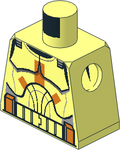 Minifig Torso with SW Clone Trooper Armour with Orange Markings (Clone Wars 2008) Pattern