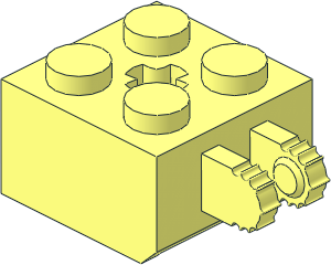 Hinge Brick  2 x  2 Locking with Semi-Reduced Axlehole and Dual Finger,  7 Teeth Hinge Brick  2 x  2 Locking with Semi-Reduced Axlehole and Dual Finger,  7 Teeth