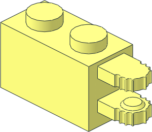 Hinge Brick  1 x  2 Locking with Dual Finger on End Horizontal,  7 Teeth
