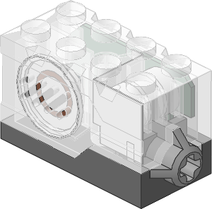 ~_Electric Sound Brick  2 x  4 x  2 Clear Top Revving Motor Sound (Obsolete)