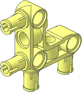 Technic Pin Connector Perpendicular  3 x  3 Bent 90 with 4 Pins, Slots Along Beam