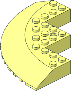 Brick 10 x 10 Corner Round with Tapered Edge and Cutout