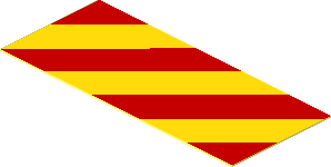 Sticker  0.8 x  1.8 with Red/Yellow Stripes Right Up