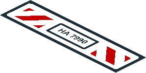 Sticker  1 x  3.8 with "HA 7990", Red/White Stripes, Black Edges