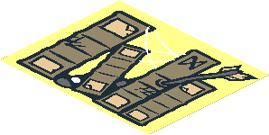 Sticker  2.8 x  3.5 with Books, Cobweb, Stones and Arrow Right