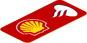 Sticker 1.7 x 0.8 Right with Logos Shell and Santander on Red Background Sticker 1.7 x 0.8 Right with Logos Shell and Santander on Red Background