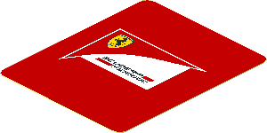 Sticker  2.2 x  1.8 with Logo Scuderia Ferrari on Red Background