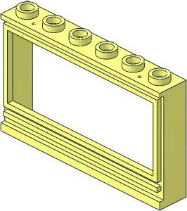 ~Window  1 x  6 x  3 Panorama with Hollow Studs, Holes