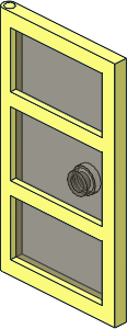 Door  1 x  4 x  6 with 3 Panes and Stud Handle with Trans Brown Glass