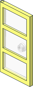 Door 1 x 4 x 6 with 3 Panes and Stud Handle with Trans Clear Glass (Complete) Door 1 x 4 x 6 with 3 Panes and Stud Handle with Trans Clear Glass (Complete)