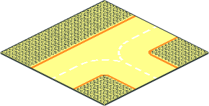 Baseplate 32 x 32 Road 9-Stud T-Junction w/ Orange Lines Pattern
