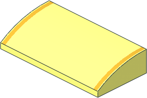 Slope Brick Curved  2 x  4 with 2 Gold Stripes Pattern