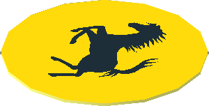 Sticker  0.8 x  0.8 Round with Black Ferrari Horse Logo on Yellow Background