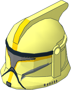 Minifig Helmet SW Clone Trooper Commander Phase I Front Face with Yellow Markings and Silver Visor Pattern