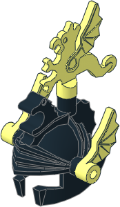 Minifig Helmet Castle w/ Dragon Crown Top Black w/ Dragon Plume