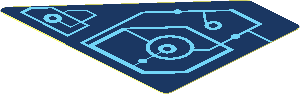 Sticker  2.0 x  2.5 with Medium Azure Schematic Circles and Lines - Left Angle