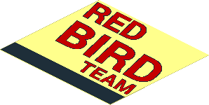 Sticker  2.7 x  3.0 with Red "RED BIRD TEAM" and Black Stripe Right