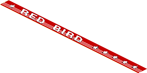 Sticker  1.2 x 19.0 with  6 White Stars, Stripes and "RED BIRD" Aligned Left
