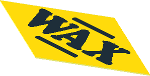 Sticker 0.9 x 1.9 Rhomboid with Black "WAX" on Yellow Background Sticker 0.9 x 1.9 Rhomboid with Black "WAX" on Yellow Background