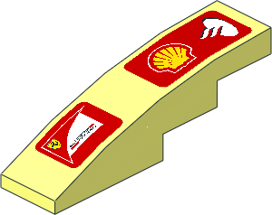 Slope Brick Curved 4 x 1 with Right Logos Shell, Santander and Scuderia Ferrari on Red Background Stickers Slope Brick Curved 4 x 1 with Right Logos Shell, Santander and Scuderia Ferrari on Red Background Stickers