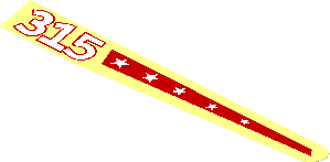 Sticker  0.9 x  7.9 with "315" and Red Stripe with Stars - Right