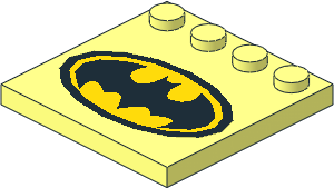 Plate  4 x  4 with 4 Studs on One Edge with Batman Logo Sticker
