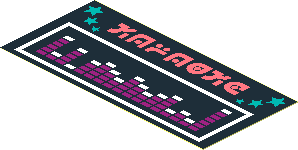 Sticker  1.7 x  3.7 with Magenta and White Striped Bars, Dark Turquoise Starts and Coral Alien "KARAOKE" Characters
