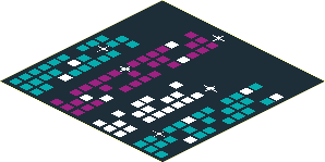 Sticker  4.8 x  4.8 with White Stars and Dark Turquoise, Magenta and White Bars