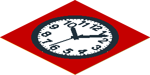 Sticker  2.3 x  2.3 with Clock Hands 10:06:32 on Red Background