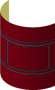 Sticker  6.6 x  9.1 with Black Panel Lines on Dark Red Background (Formed)