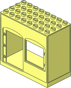Duplo Building Wall  4 x  8 x  6 with Open Back and Door and Window Opening