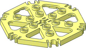Plate  6 x  6 Hexagonal with Six Spokes and Clips (Hollow Studs)